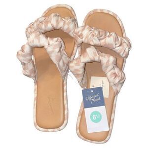 Universal Thread Meg Knotted Fabric Slide Sandals Almond Beige Women's 8.5‎ NWT